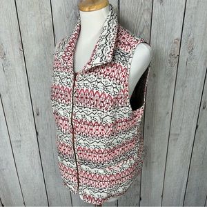 Chico's Womens Size 1 (Medium) Quilted Full Zip Cotton Sleeveless Vest Red White
